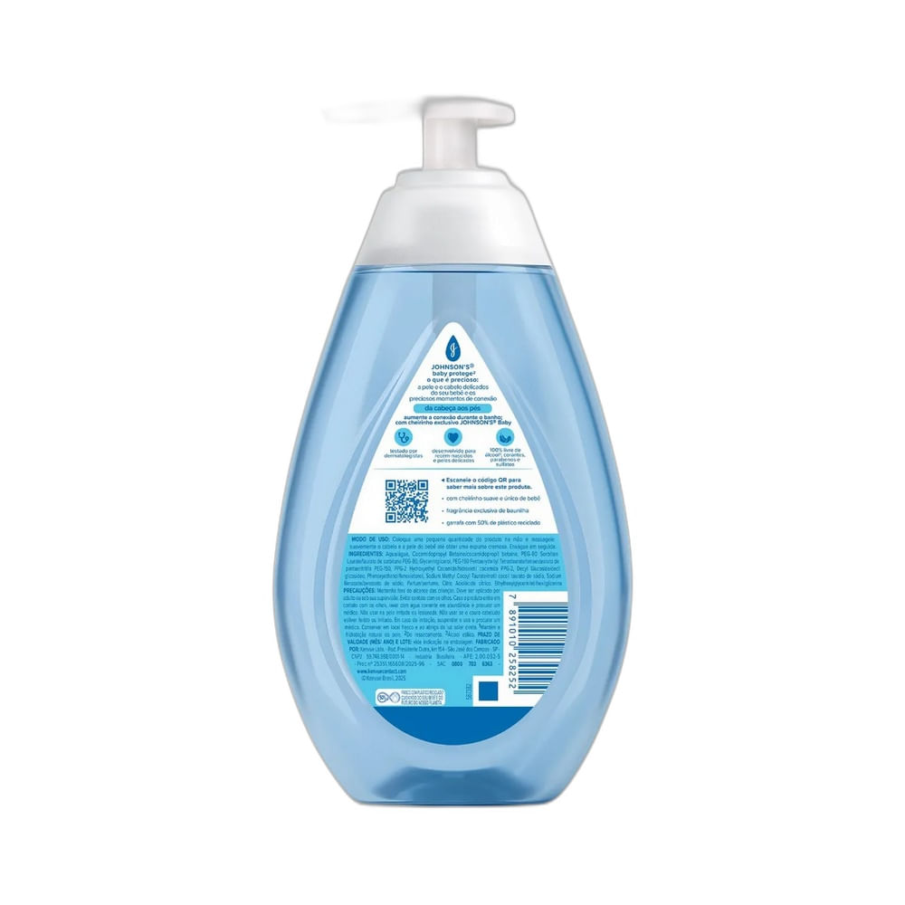 Sabonete Líquido Johnson’s Baby Glicerina Baunilha 400ml em fundo branco.